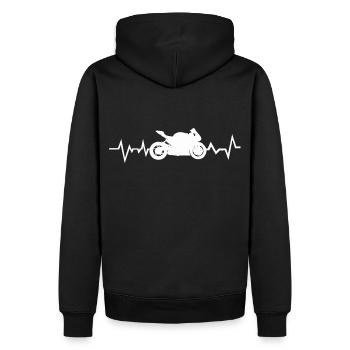 Moto Vintage Heartbeat Heartbeat Cyclomoteur - Sweat à capuche Premium bio Homme - noir - Dos - Nico (187cm)