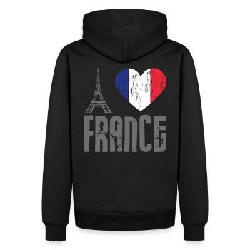 Ich liebe Frankreich I love France Paris Eiffeltum - Männer Premium Bio Hoodie - Schwarz - Hinten - Nico (187cm)