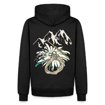 Mountaineers Outdoor Mountains Mountaineering Edelweiß - Men’s Premium Organic Hoodie - black - Back - Nico (187cm)