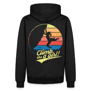 Montez comme une fille | Escalade disant pour les femmes - Sweat à capuche Premium bio Homme - noir - Dos - Nico (187cm)