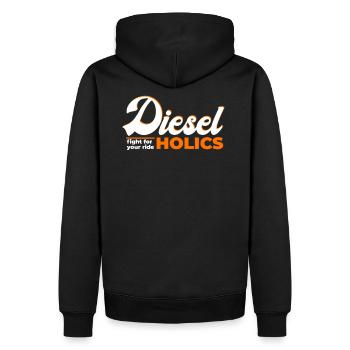 Dieselholics I Fight for your Ride - Männer Premium Bio Hoodie - Schwarz - Hinten - Nico (187cm)