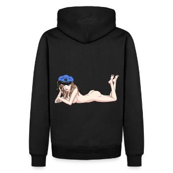 Maritim Kapten sexy Girl Seefahrt Ahoi - Männer Premium Bio Hoodie - Schwarz - Hinten - Nico (187cm)
