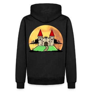 Moyen Age Château Château Forteresse Nature Fantaisie - Sweat à capuche Premium bio Homme - noir - Dos - Nico (187cm)