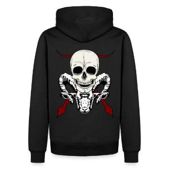 Teufel Satan satanisch Dämon teuflisch Schädel - Männer Premium Bio Hoodie - Schwarz - Hinten - Nico (187cm)