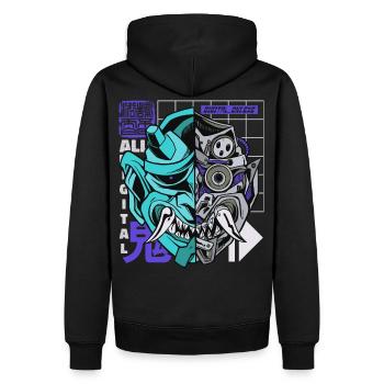 Oni Masque Hannya démon japonais Otaku pastel - Sweat à capuche Premium bio Homme - noir - Dos - Nico (187cm)