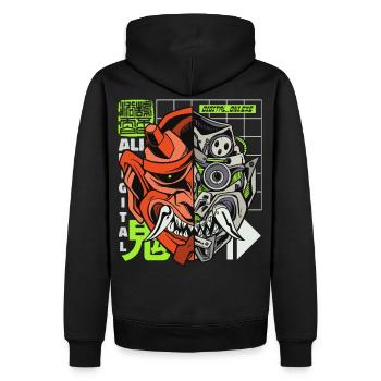 Oni Streetwear Hannya démon japonais Otaku 90s - Sweat à capuche Premium bio Homme - noir - Dos - Nico (187cm)