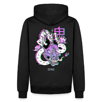 Oni Hannya Vaporwave Aesthetic Dragon Japan démon - Sweat à capuche Premium bio Homme - noir - Dos - Nico (187cm)