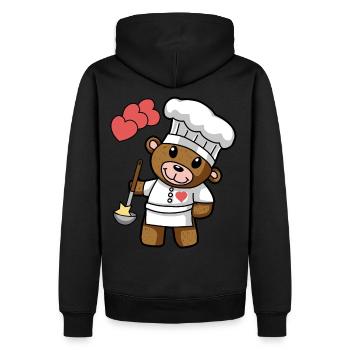 Teddybär Kochkunst kochen Koch Küche Gourmet - Männer Premium Bio Hoodie - Schwarz - Hinten - Nico (187cm)