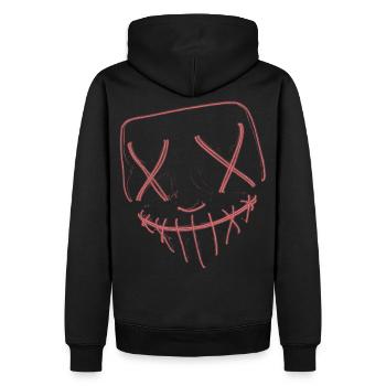 Neon mask red - Men’s Premium Organic Hoodie - black - Back - Nico (187cm)