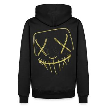 Neon Maske Gelb - Männer Premium Bio Hoodie - Schwarz - Hinten - Nico (187cm)