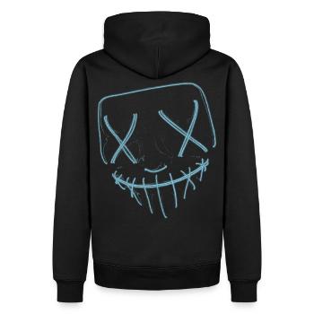Masque néon bleu - Sweat à capuche Premium bio Homme - noir - Dos - Nico (187cm)