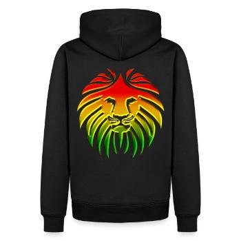 Like a Lion, Löwe, Reggae, Rasta revolution, Roots - Männer Premium Bio Hoodie - Schwarz - Hinten - Nico (187cm)