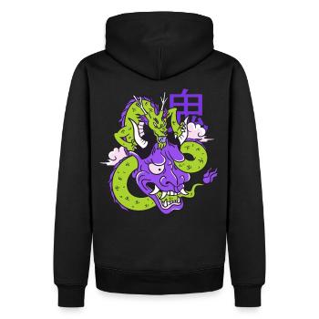 Oni Masque Vaporwave Aesthetic Dragon Japan démon - Sweat à capuche Premium bio Homme - noir - Dos - Nico (187cm)