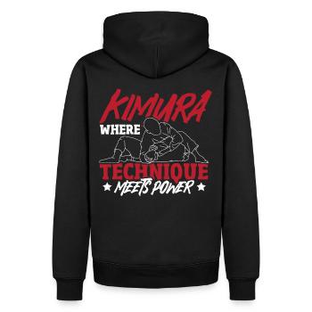 Grappling, Jiu-Jitsu, Arts martiaux, Kimura - Sweat à capuche Premium bio Homme - noir - Dos - Nico (187cm)