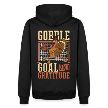 Eishockey Thanksgiving Truthahn Eishockey - Männer Premium Bio Hoodie - Schwarz - Hinten - Nico (187cm)