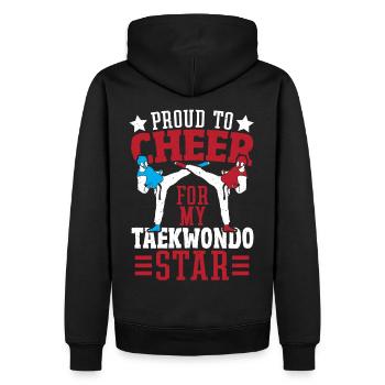 Coup de pied Arts martiaux Karaté Taekwondo Parent - Sweat à capuche Premium bio Homme - noir - Dos - Nico (187cm)