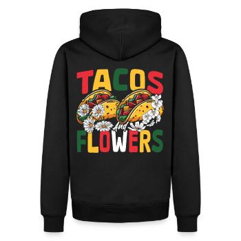 Nachos Mexiko Mexikanisches Gericht Tacos Blumen - Männer Premium Bio Hoodie - Schwarz - Hinten - Nico (187cm)