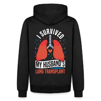 Lungentransplantation meines Mannes überlebt - Männer Premium Bio Hoodie - Schwarz - Hinten - Nico (187cm)