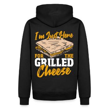 Ich bin nur wegen dem gegrillten Käse hier - Männer Premium Bio Hoodie - Schwarz - Hinten - Nico (187cm)