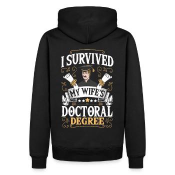 Doctor Philosophy PhD My wife's doctorate - Men’s Premium Organic Hoodie - black - Back - Nico (187cm)