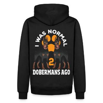 Chien Doberman J’étais normal avant 2 Dobermans - Sweat à capuche Premium bio Homme - noir - Dos - Nico (187cm)