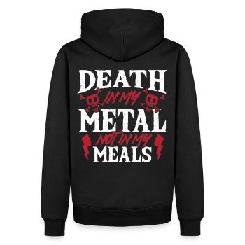 Heavy Metal Music Death in My Metal Not in Meals - Men’s Premium Organic Hoodie - black - Back - Nico (187cm)