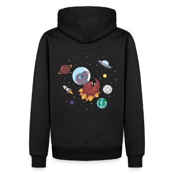 Dinosaures dans l'espace - Sweat à capuche Premium bio Homme - noir - Dos - Nico (187cm)