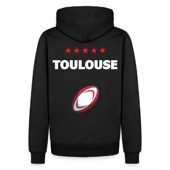 Toulouse rugby 5 star gift - Men’s Premium Organic Hoodie - black - Back - Nico (187cm)