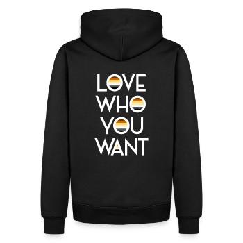 Love who you want LGBT Bear Gay Pride Bear CSD - Men’s Premium Organic Hoodie - black - Back - Nico (187cm)