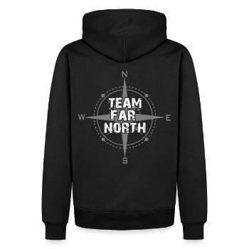 Team Far North | Nordland | Norden - Männer Premium Bio Hoodie - Schwarz - Hinten - Nico (187cm)