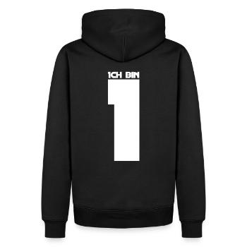 Enfants je suis 1T-Shirt 1er anniversaire - Sweat à capuche Premium bio Homme - noir - Dos - Nico (187cm)