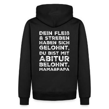Abitur Abi Abschluss T-Shirt Eltern Geschenk - Männer Premium Bio Hoodie - Schwarz - Hinten - Nico (187cm)