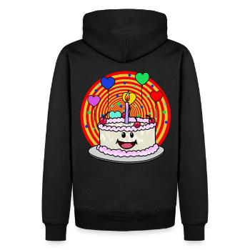 Anniversaire gâteau fête Félicitations enfants - Sweat à capuche Premium bio Homme - noir - Dos - Nico (187cm)