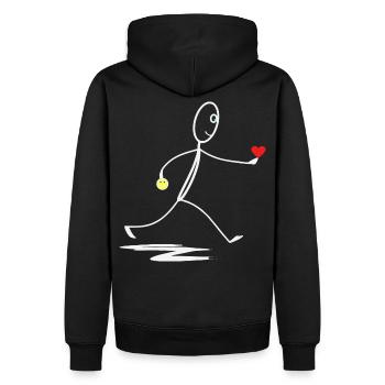 Herz - Herzlich - Strichmännchen - Männer Premium Bio Hoodie - Schwarz - Hinten - Nico (187cm)