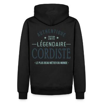 Cordiste légendaire profession métier cordiste - Sweat à capuche Premium bio Homme - noir - Dos - Nico (187cm)