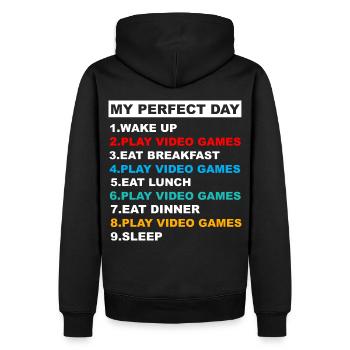 Mein perfekter Tag Videospiele Lustiger Cool Gamer - Männer Premium Bio Hoodie - Schwarz - Hinten - Nico (187cm)
