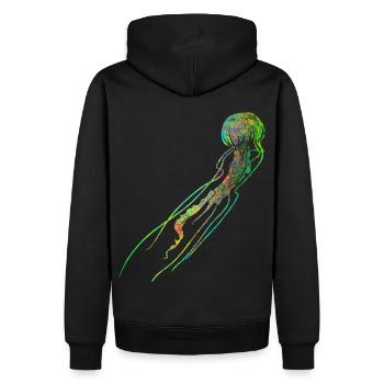 Méduse couleur néon - Sweat à capuche Premium bio Homme - noir - Dos - Nico (187cm)
