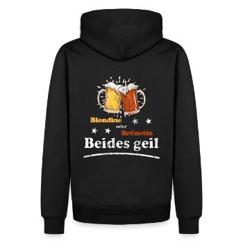 Blondine oder Brünette beides geil Design - Männer Premium Bio Hoodie - Schwarz - Hinten - Nico (187cm)