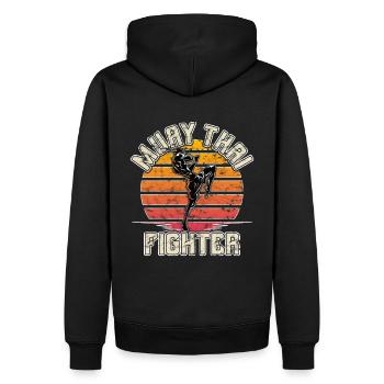 Combattant de Muay Thai - Sweat à capuche Premium bio Homme - noir - Dos - Nico (187cm)