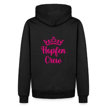 Hopfen Crew Pink - Männer Premium Bio Hoodie - Schwarz - Hinten - Nico (187cm)