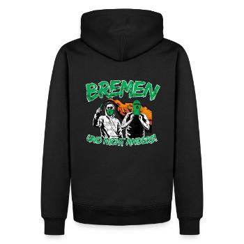 Bremen und nicht anders UPDATE - Männer Premium Bio Hoodie - Schwarz - Hinten - Nico (187cm)
