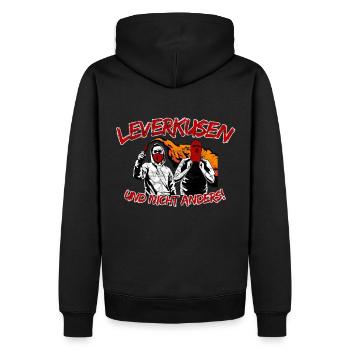Leverkusen und nicht anders UPDATE - Männer Premium Bio Hoodie - Schwarz - Hinten - Nico (187cm)