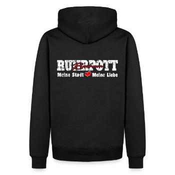 Ruhrpott Bochum Meine Stadt meine Liebe Herz - Männer Premium Bio Hoodie - Schwarz - Hinten - Nico (187cm)