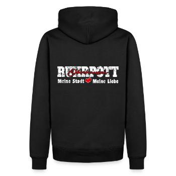 Ruhrpott Oberhausen Meine Stadt meine Liebe Herz - Männer Premium Bio Hoodie - Schwarz - Hinten - Nico (187cm)