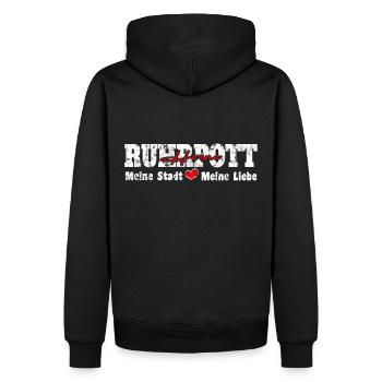 Ruhrpott Herne Meine Stadt meine Liebe Herz - Männer Premium Bio Hoodie - Schwarz - Hinten - Nico (187cm)
