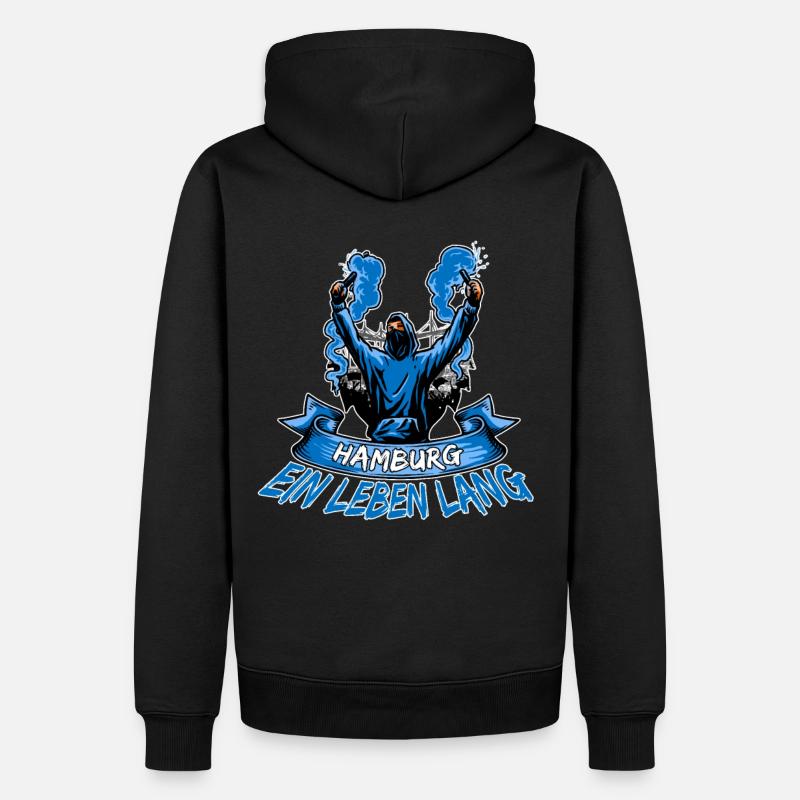 Hamburg ein Leben lang - Männer Premium Bio Hoodie - Schwarz