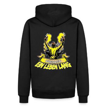 Dresden ein Leben lang - Männer Premium Bio Hoodie - Schwarz - Hinten - Nico (187cm)