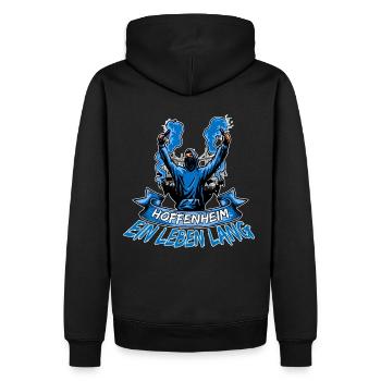 Hoffenheim ein Leben lang - Männer Premium Bio Hoodie - Schwarz - Hinten - Nico (187cm)