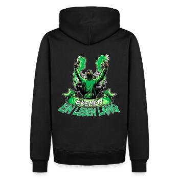 Bremen ein Leben lang - Männer Premium Bio Hoodie - Schwarz - Hinten - Nico (187cm)