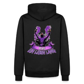 Aue ein Leben lang - Männer Premium Bio Hoodie - Schwarz - Hinten - Nico (187cm)